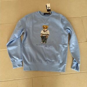 NWT Polo Ralph Lauren "Cricket Bear" Sweatshirt - Light Blue - Size Small preppy